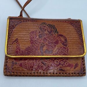 Vintage Peru hand tooled little vintage handbag -shoulder bag.